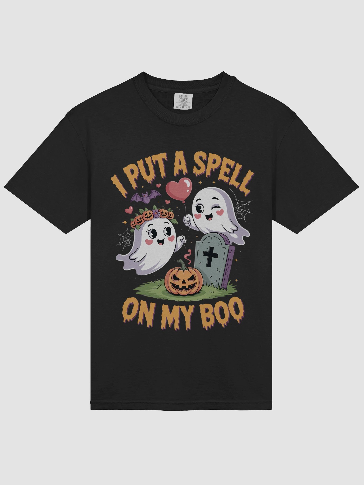 I Put A Spell On My Boo Funny Halloween Couple's T-Shirt | Spooky Cute Ghost & Pumpkin Tee product image (3)
