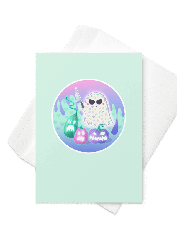 Pastel Little Ghost Pumpkin Carver #2 - Greeting Card product image (1)
