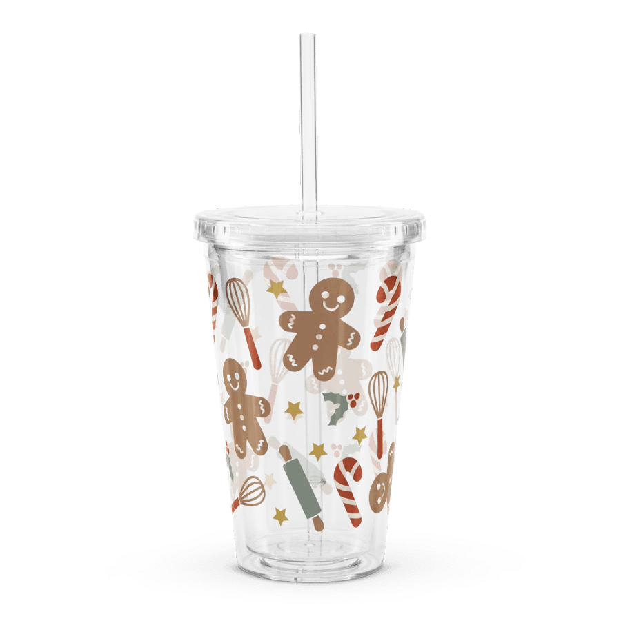 Gingerbread Man Baking Double Wall Clear Plastic Tumbler (16 oz) product image (3)