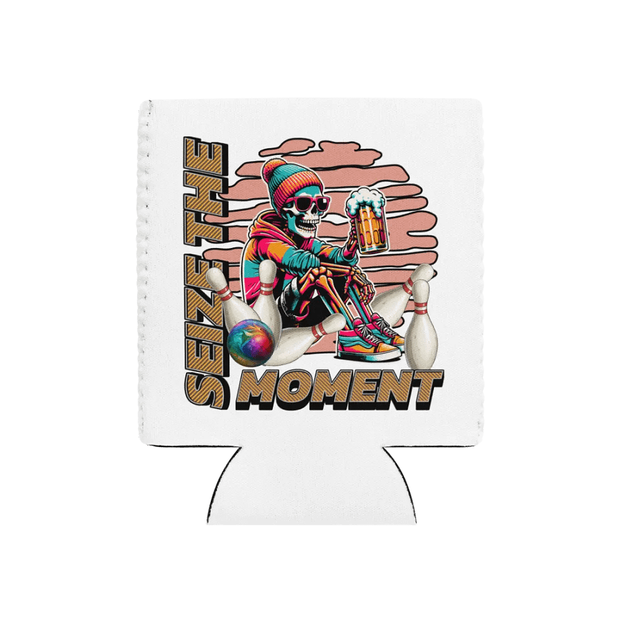 Seize The Moment Skeleton Beer Bowling Chill Out Can Cooler product image (1)