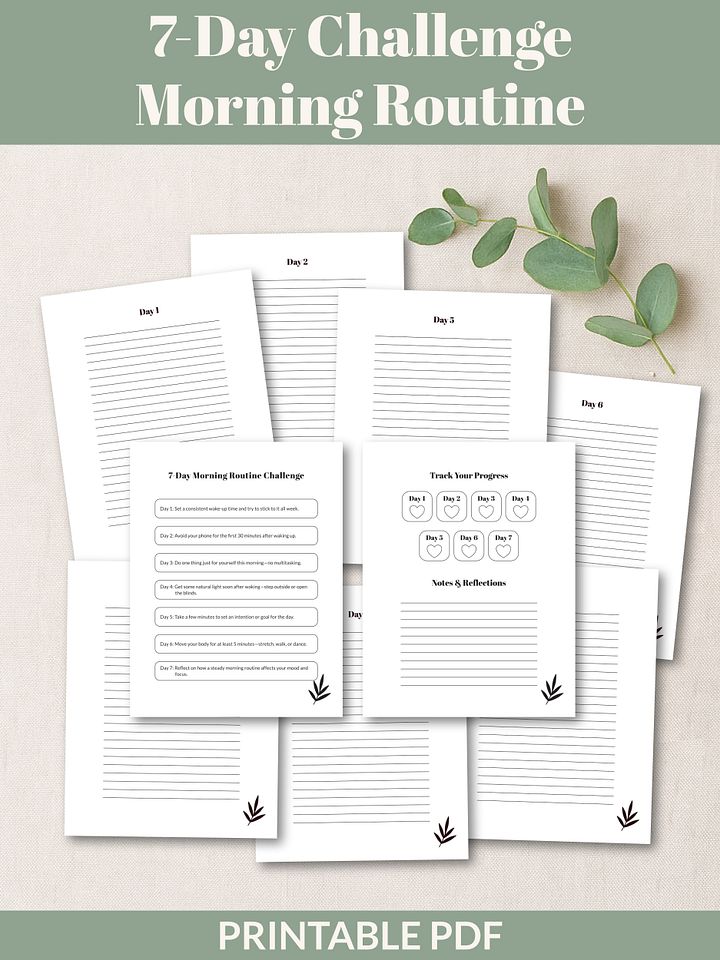 7-Day Morning Routine Challenge Printable product image (1)