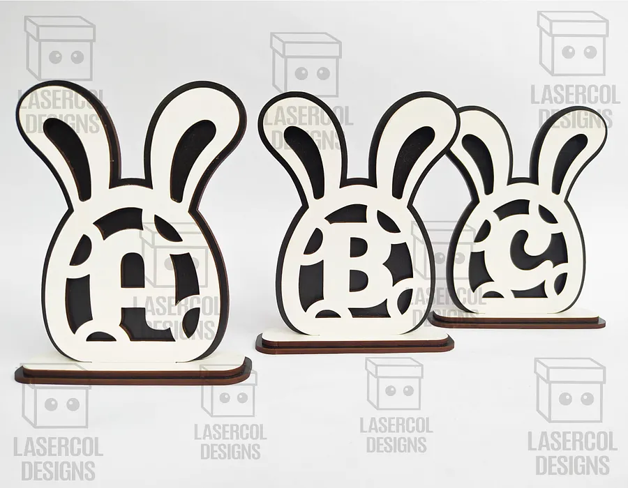 Easter Bunny Monogram Set 4 (3 Sizes) - Laser Cut Files product image (6)