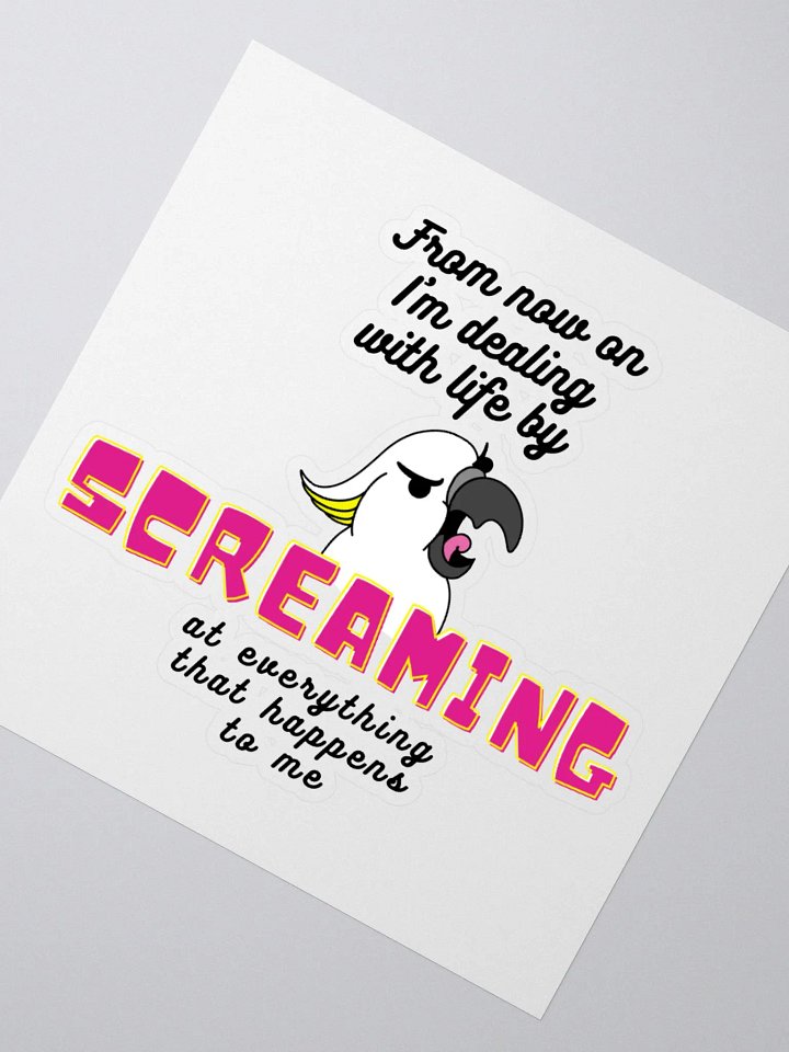Screaming Cockatoo Sticker With Text product image (1)
