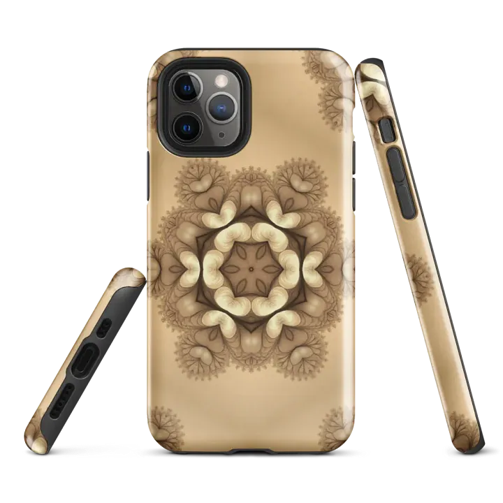 Tough Phone Case for iPhone® - Brown and Beige Geometric Snowflake Design product image (1)