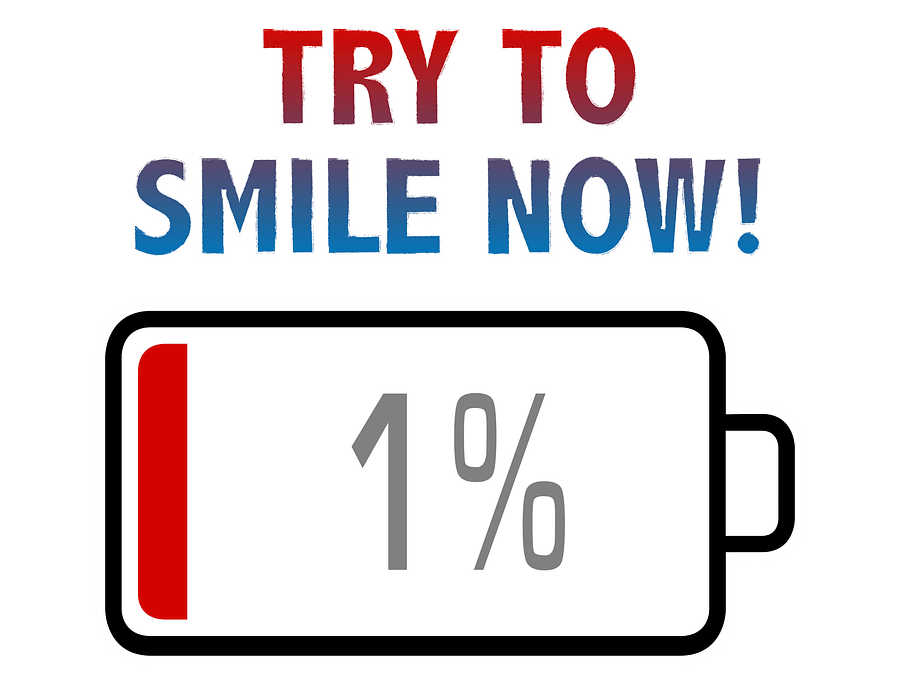 Try To Smile Now! with Battery at 1% T-Shirt product image (2)