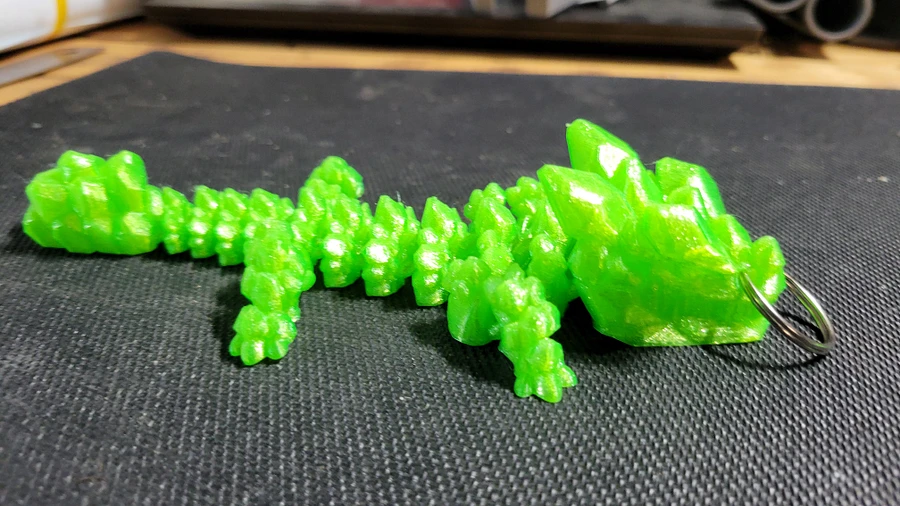 Articulated Rock Dragon Keychain (Sparkle Green) product image (3)