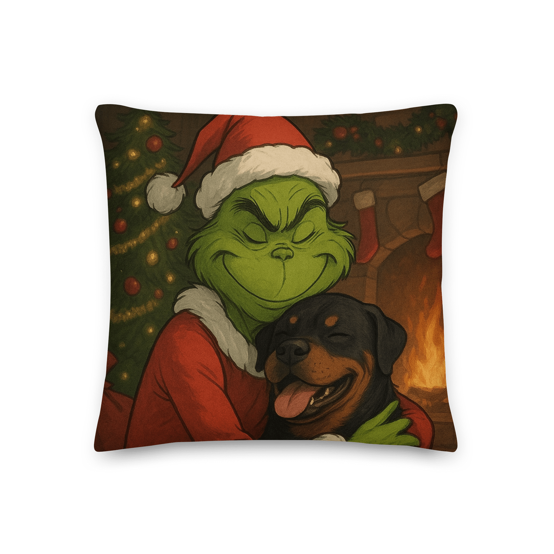 Grinch & Rottweiler Christmas Premium Pillow product image (1)