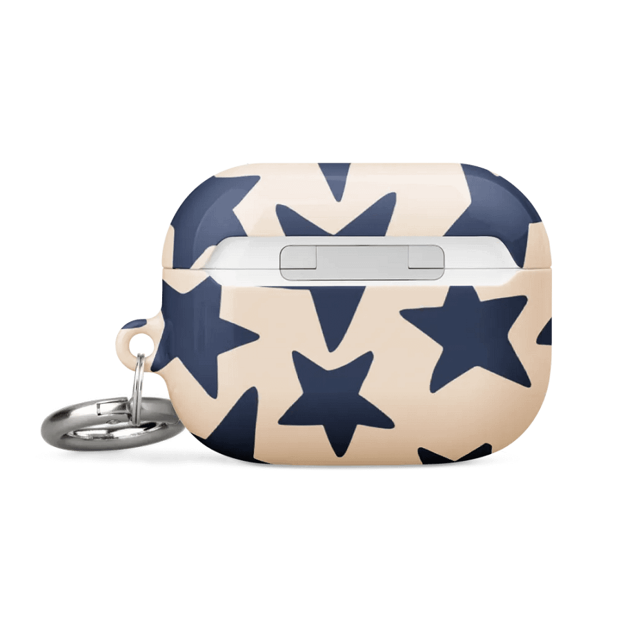 Navy & Light Beige Big Ol' Stars Airpods Case product image (14)