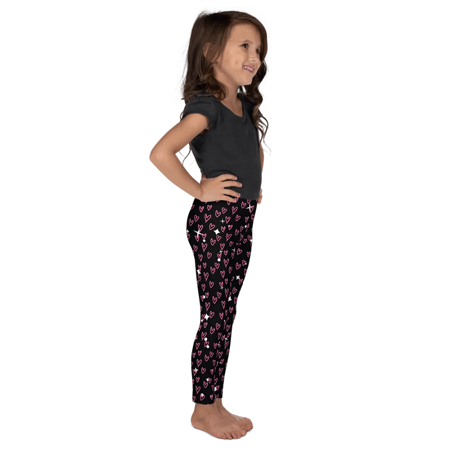 Heartfelt Whimsy Black Kids Leggings with Stars product image (5)