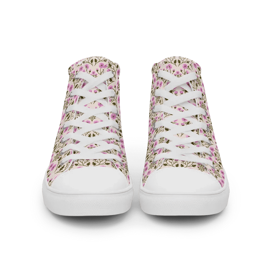 Harmony of Mums - Pink and Green - Women High Top Canvas Shoes product image (4)