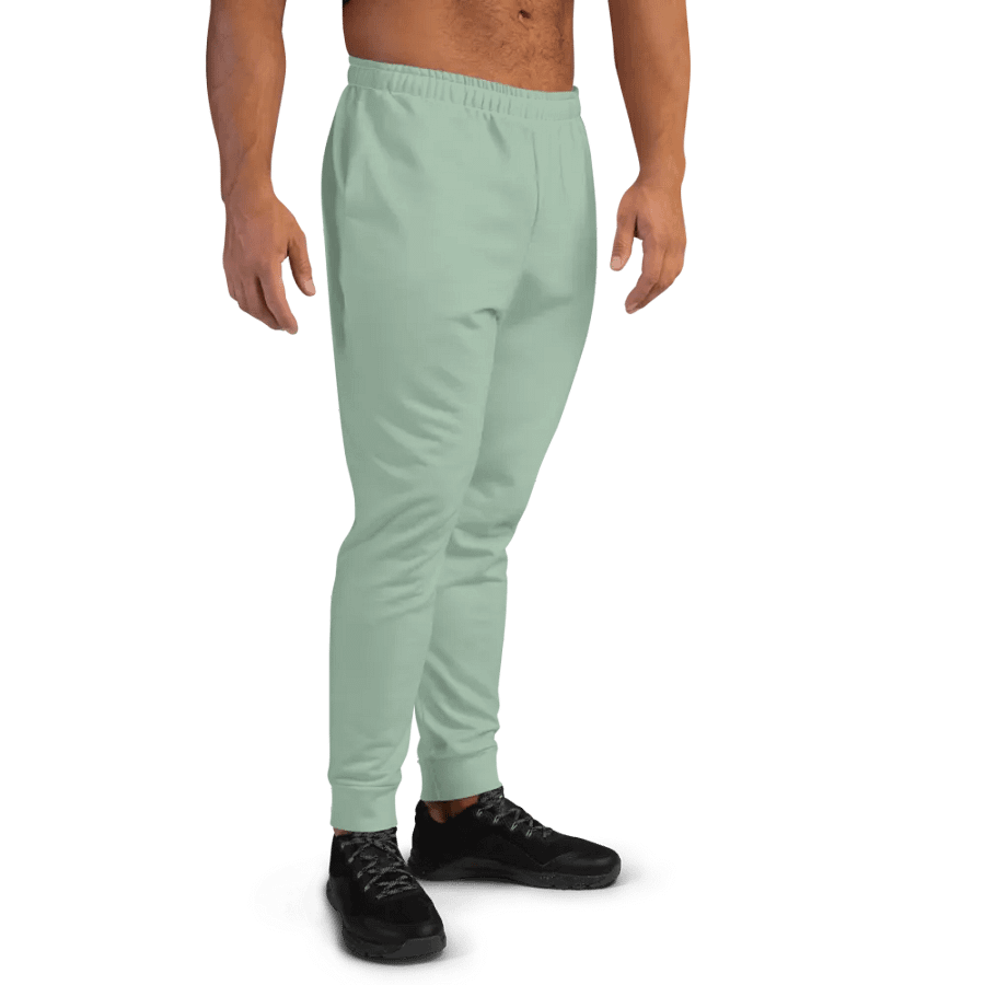 Plain Light Sage Green Soft Summer Recycled Polyester Premium Men's Joggers by Treasure Pie product image (8)