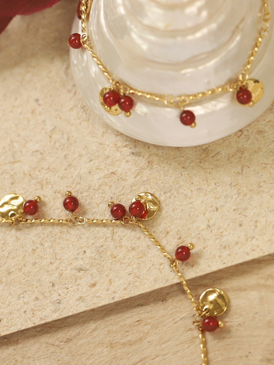 Red fruit cherry Bracelet | 18K Gold Plated product image (2)