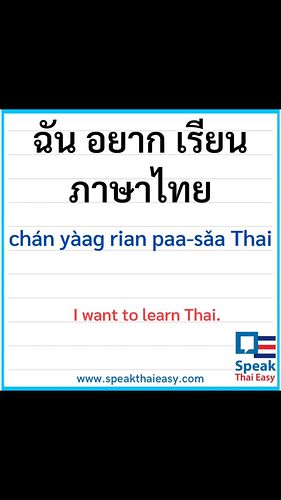 🇹🇭ฉัน อยาก เรียน ภาษาไทย🇹🇭
📍chán yàag rian paa-sǎa Thai
✅I want to learn Thai✅
#SpeakThaiEasy #speakthai #LearnThai #Basictha...