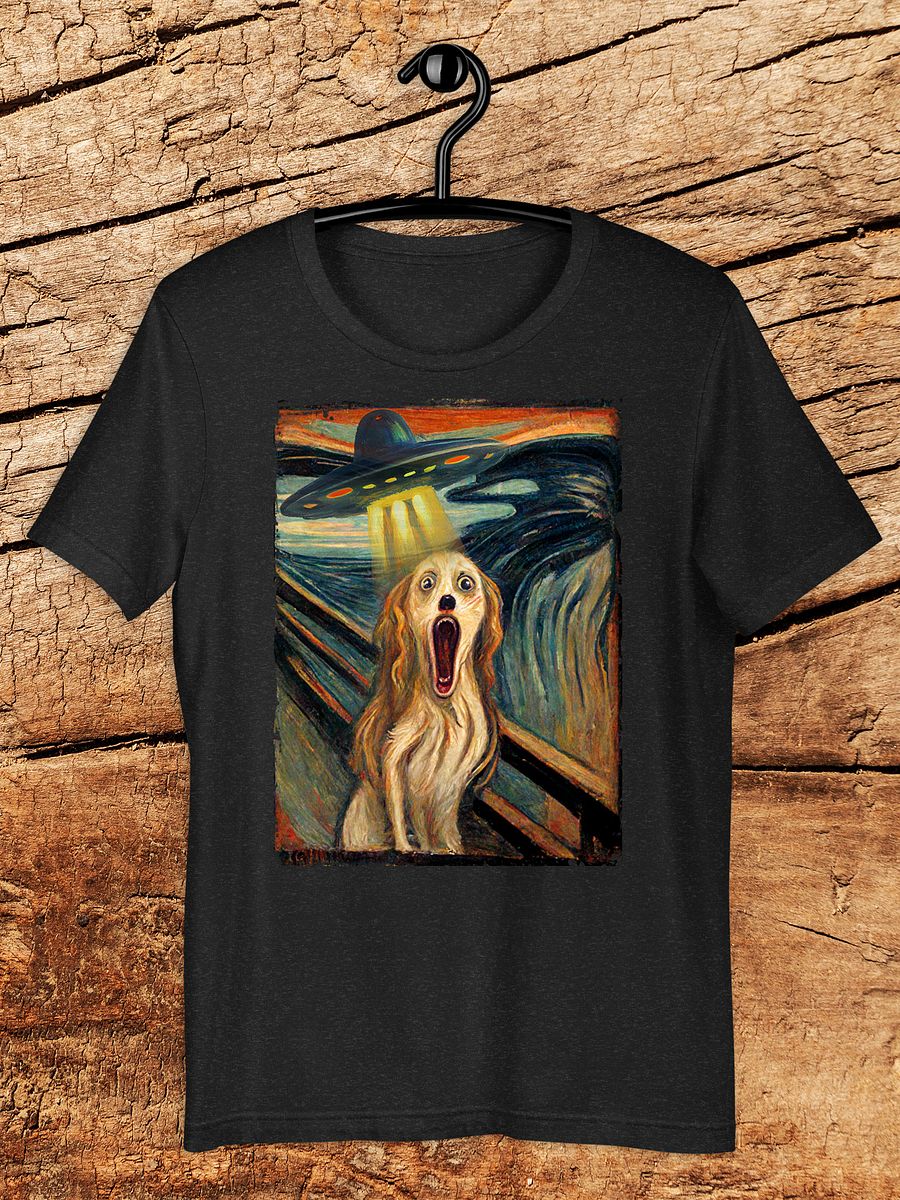 "The Scream" Dog UFO Graphic T-Shirt - Funny Art Parody Tee product image (1)