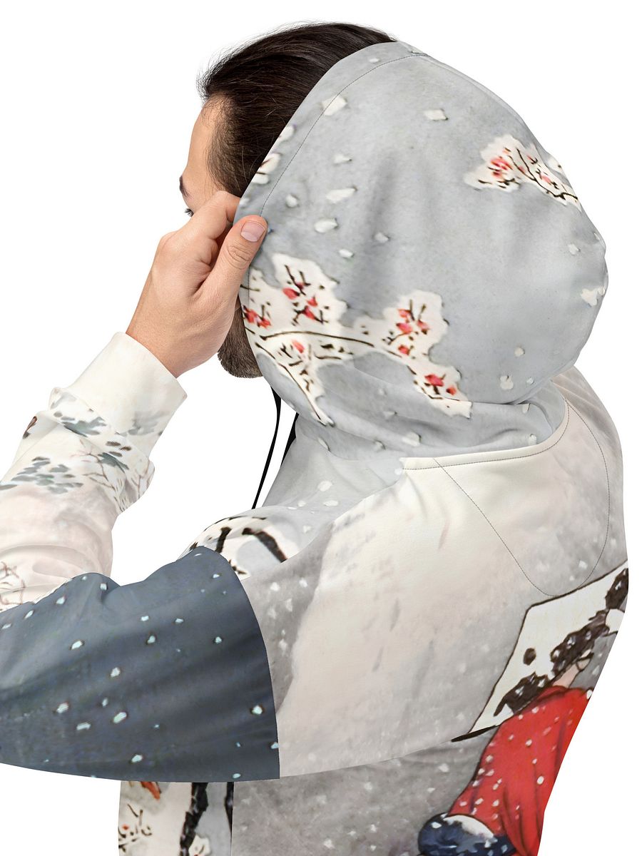 Plum Tree and Snowy Evening All-Over Print Recycled Unisex Hoodie product image (5)
