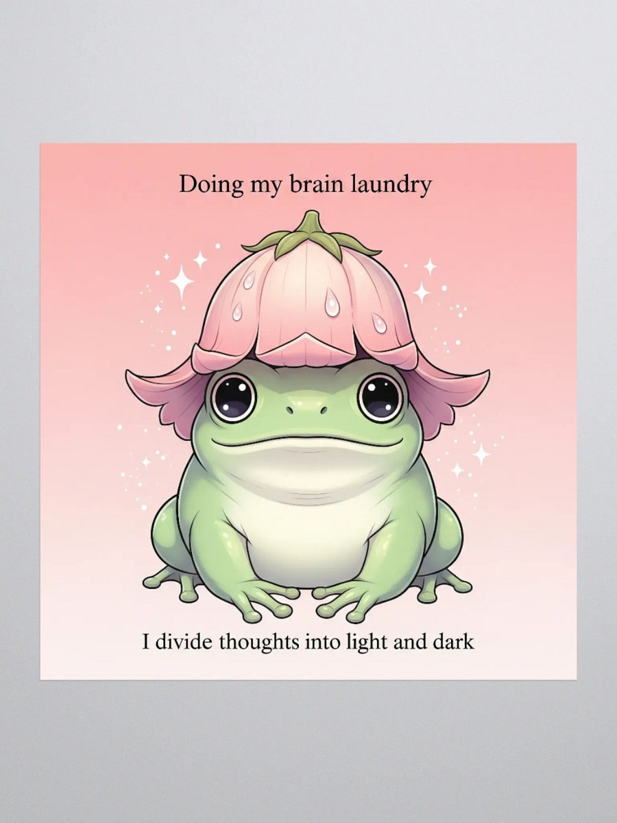 Cute Frog with Flower Hat Sticker - "Brain Laundry" Mental Health Art product image (2)