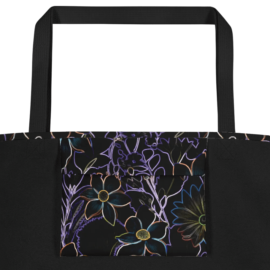 Trippy Floral Dark /All-Over Print Large Tote Bag w/ Pocket by Sublicolor product image (4)