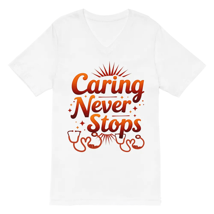 Caring Never Stops Nurse V-Neck Tee product image (6)