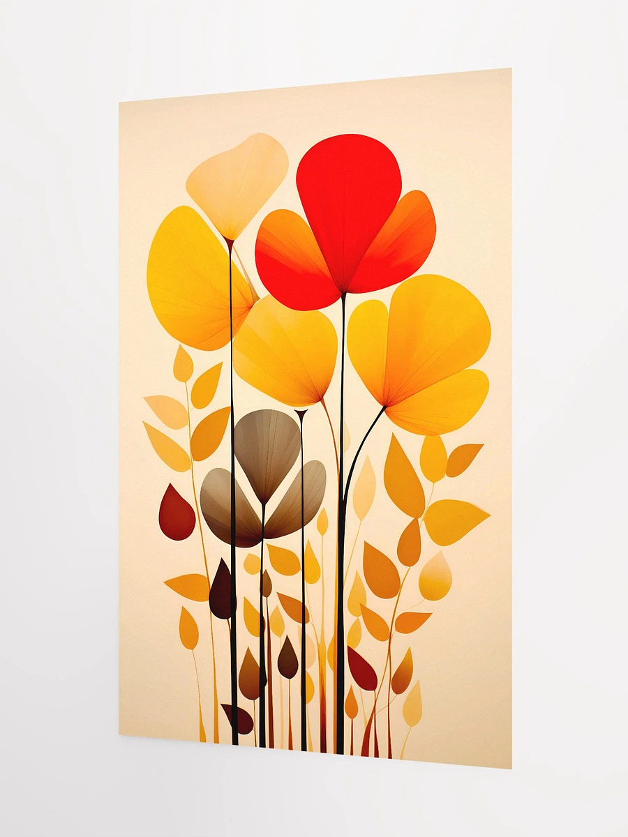 Spring Summer Garden Flowers in Yellow Orange Red Beige Background Minimalist Art Style Matte Poster product image (5)
