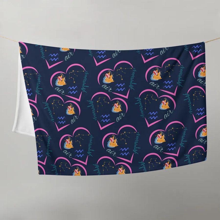 Zodiac Astrology Sun Sign Aquarius, Great Valentines Gift, Get Well, Off to School or Under the Stars Solar System Blanket product image (9)