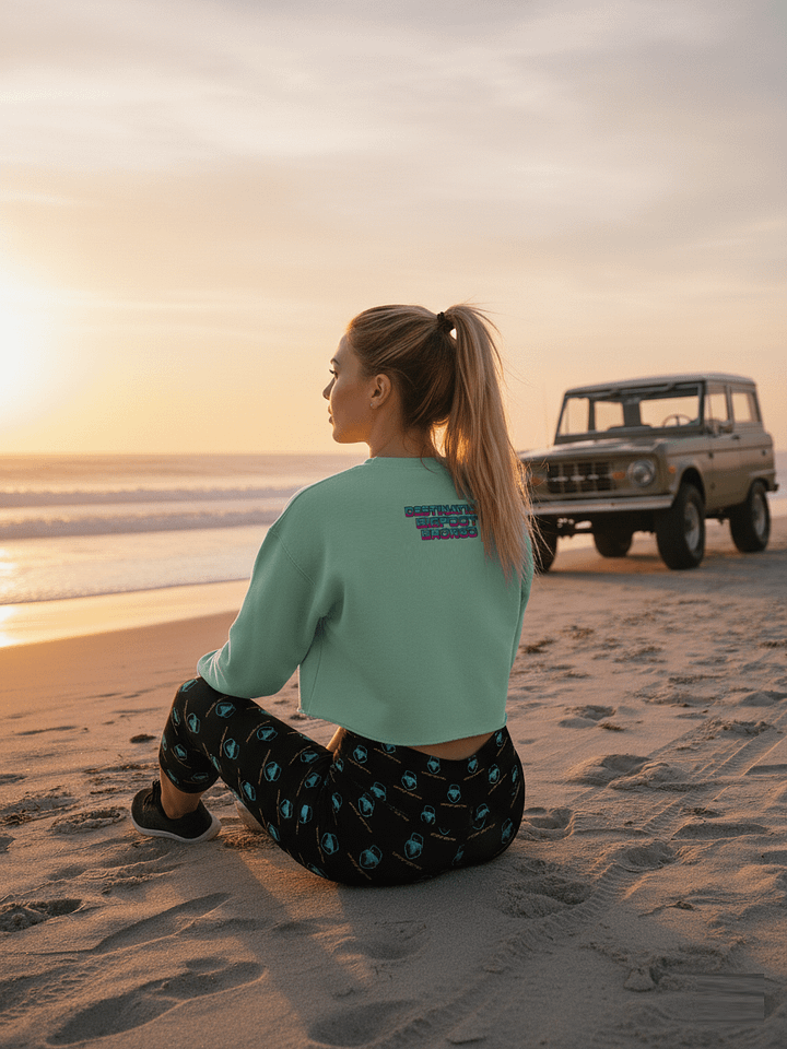 2025 Bronco Beach Bash Ocean City / Destination Bigfoot Bronco Collab | Full Frontal Bella+Canvas Women's Fleece Crop Sweatshirt (Multiple Colors Available) product image (2)