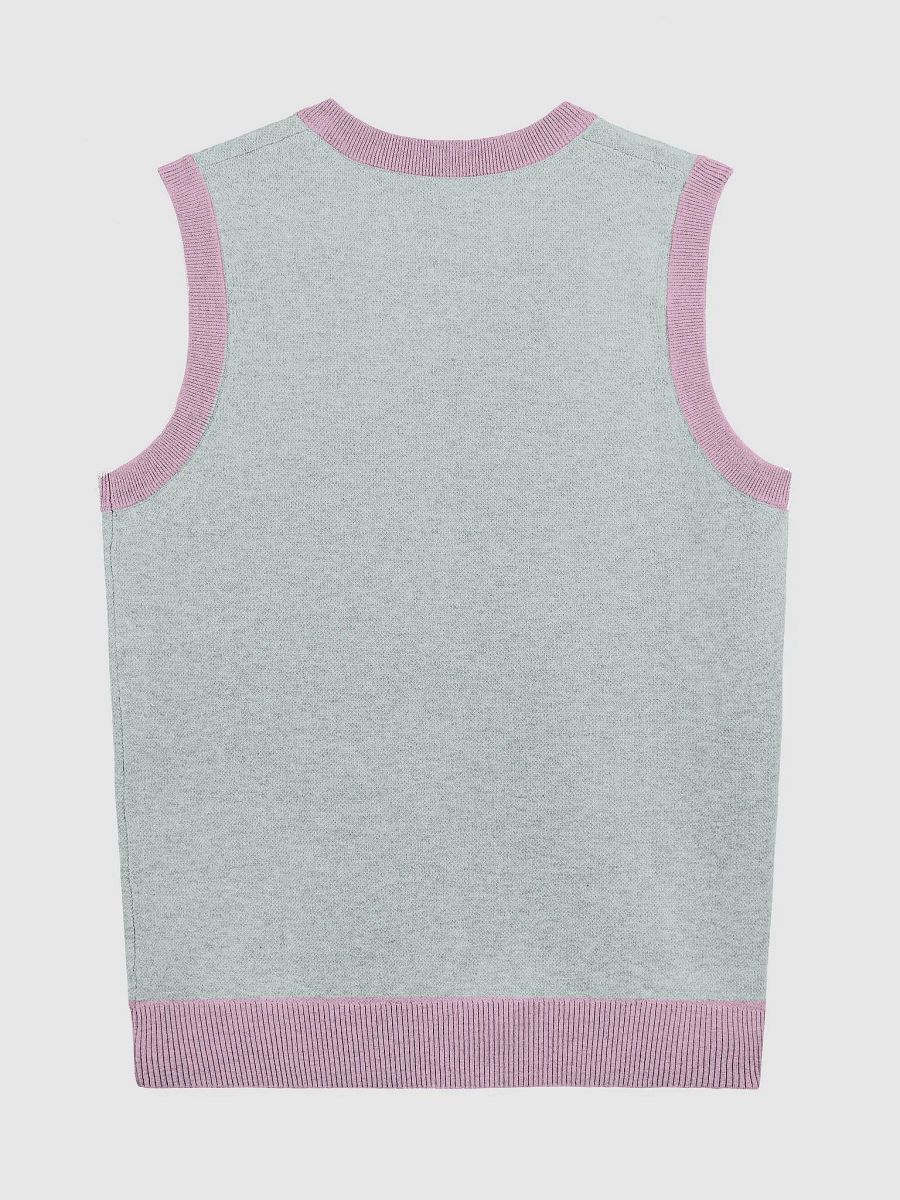 Cozy Moo Deng Love Knitted V-Neck Vest product image (6)