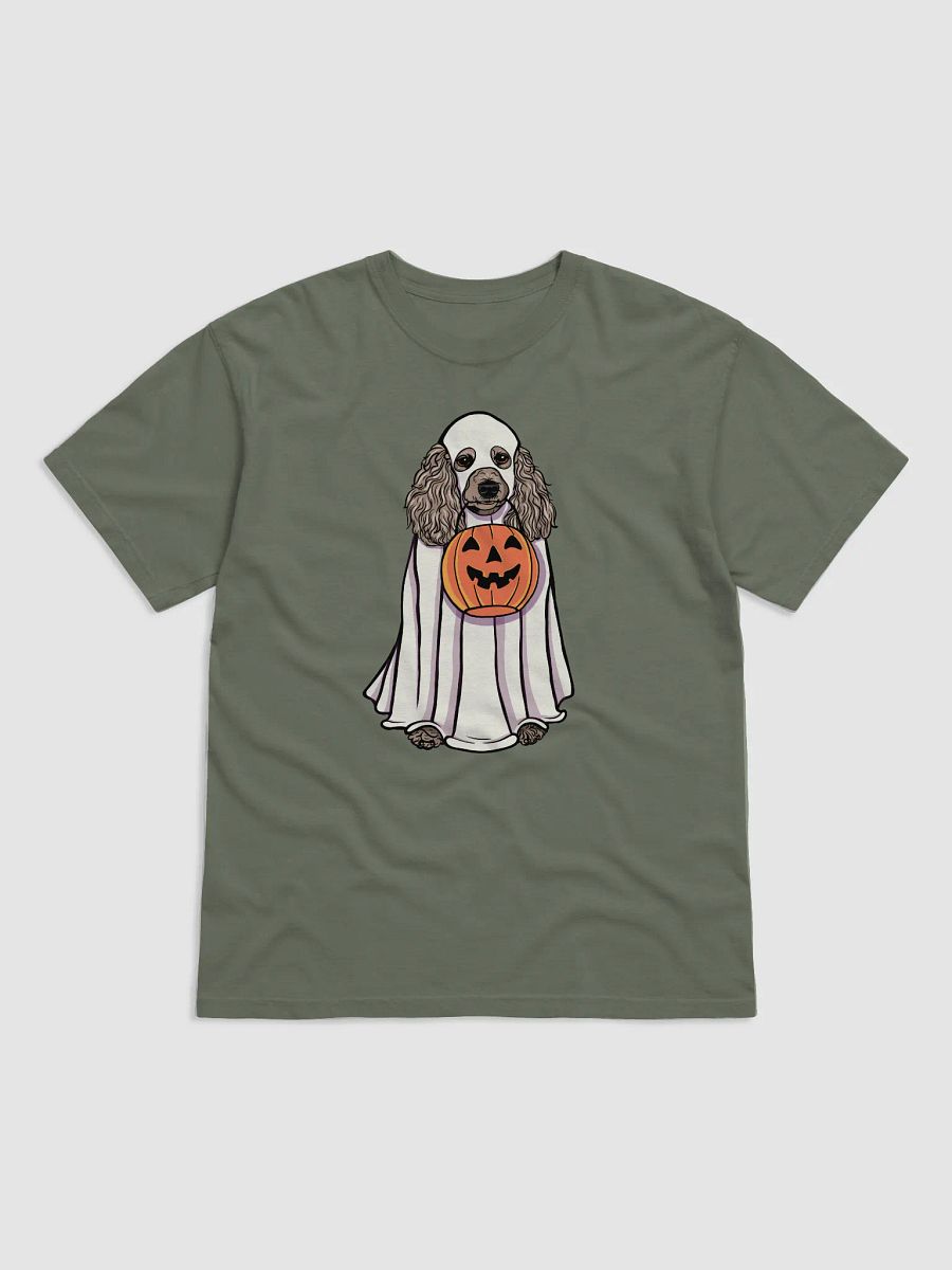 Funny Halloween Poodle(Apricot) T-Shirt | Funny Papillon Wearing a Ghost Costume and Holding a Pumpkin Basket product image (8)