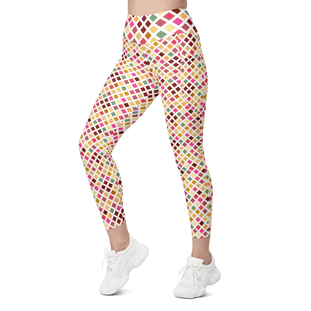 Colorful Square Pattern Design Leggings with Pocket - v4 product image (8)