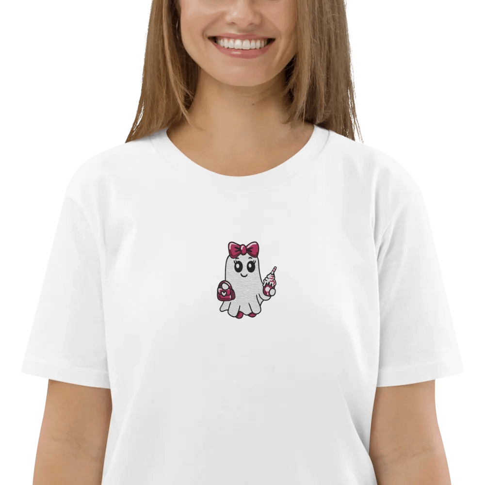 Cute Ghost Embroidered Organic Cotton Regular Fit T-Shirt product image (10)