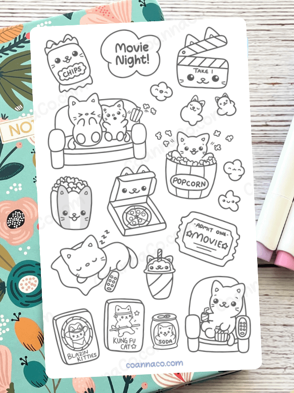 Movie Night Coloring Sticker Sheet product image (1)