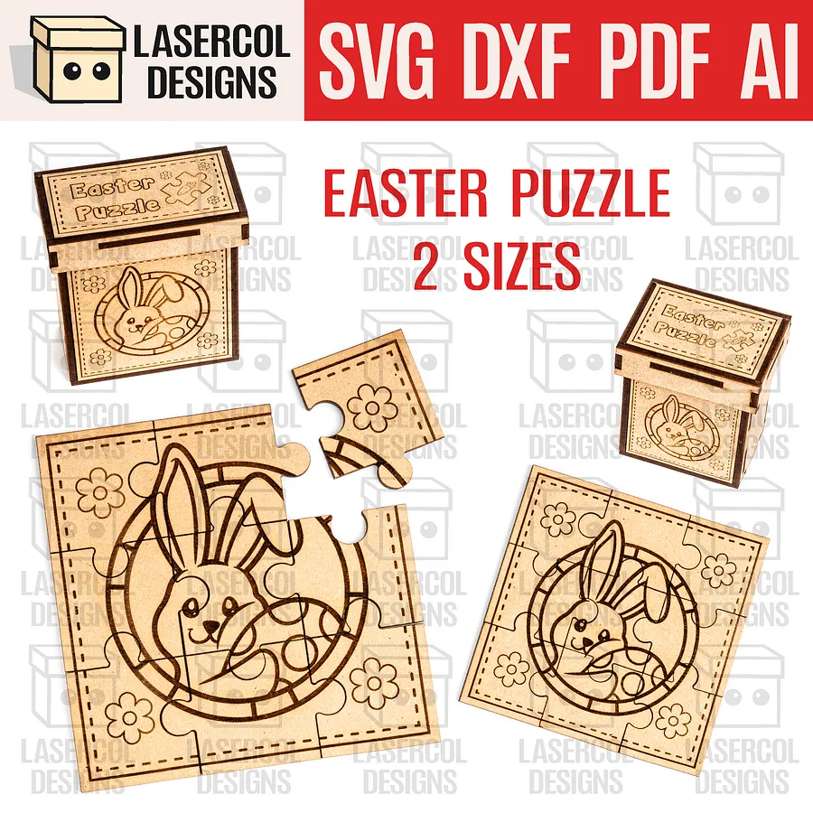 Easter Bunny Puzzle Bundle (Set 1-2-3-4) - Laser Cut Files product image (3)