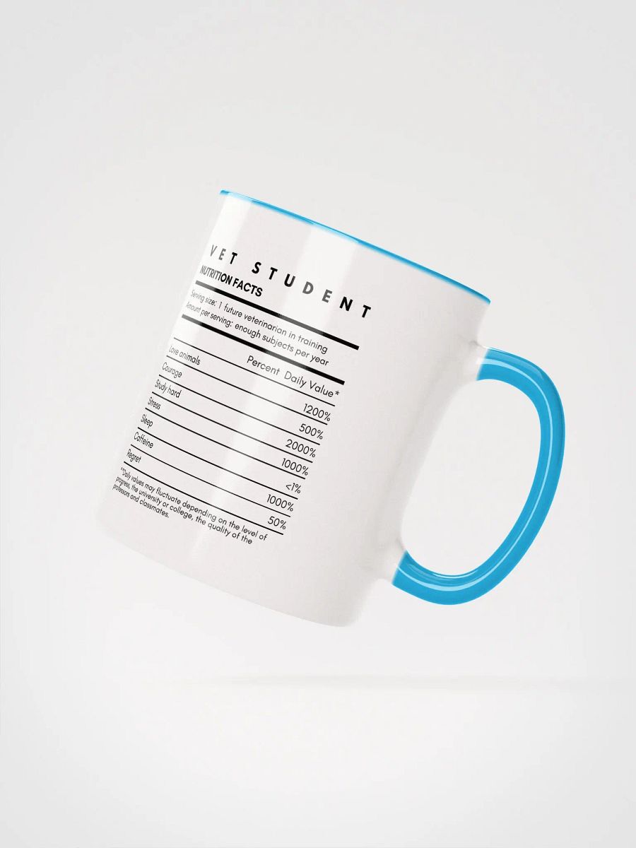 "Vet Student Nutrition Facts" Ceramic Mug with color inside product image (3)
