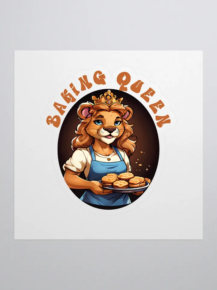 Baking Queen Sticker | Cute Lioness Baking Decal with Apron and Cookies Design product image (1)