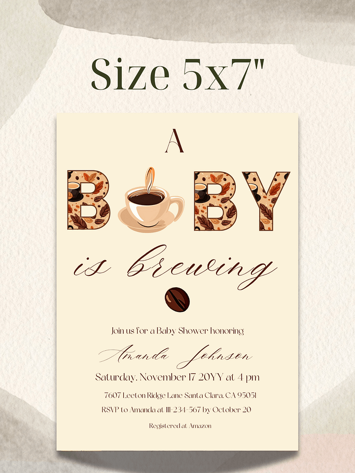 Coffee Baby Shower Invitation Template, Rustic A Baby is Brewing Baby Shower Invite, Coffee Bean Themed Brunch Idea, Digital Download Canva product image (2)