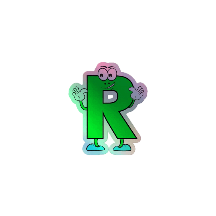 R Letter Cartoon Character Holographic Sticker product image (1)