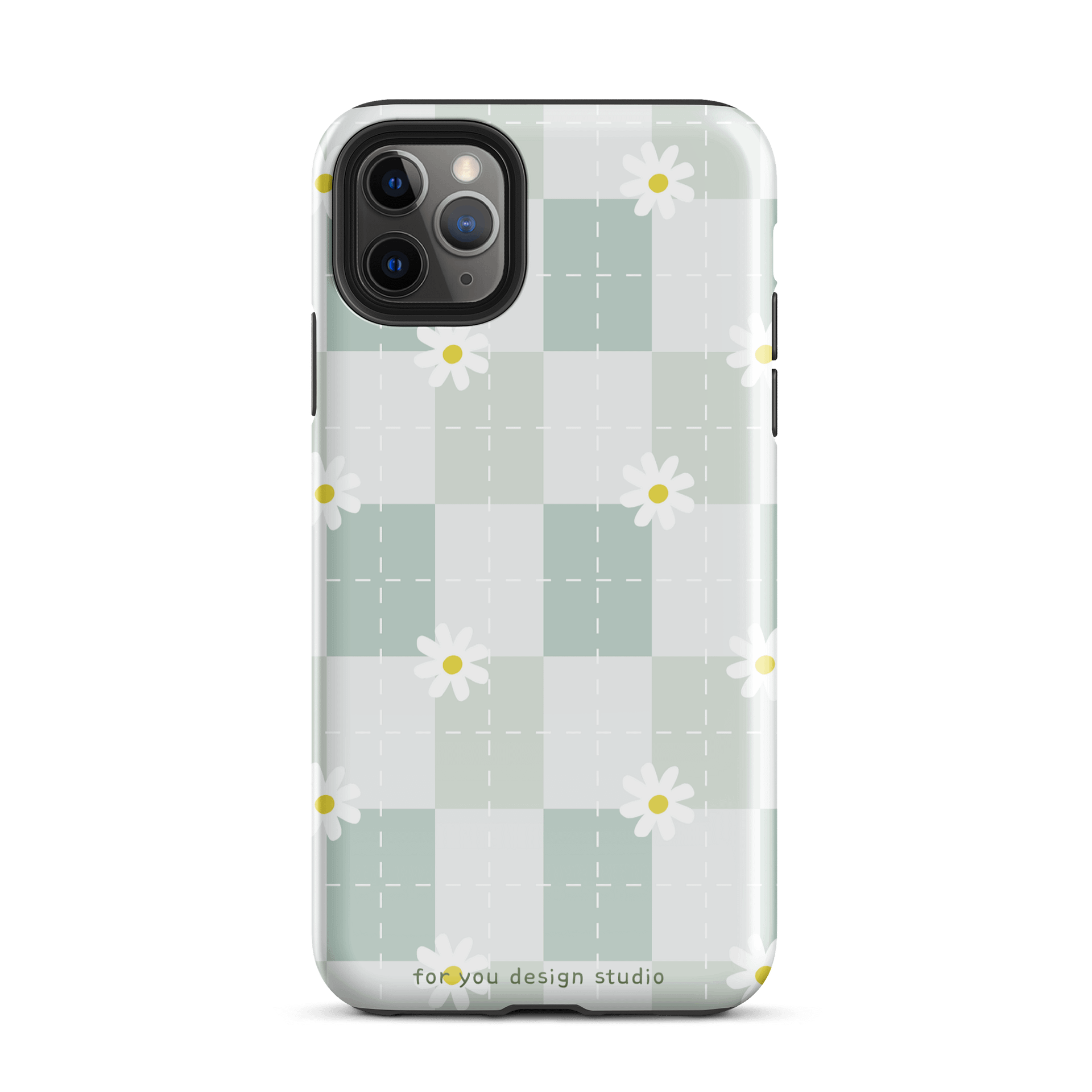 Daisy Stitched Green Checkered Tough iPhone® Case product image (26)