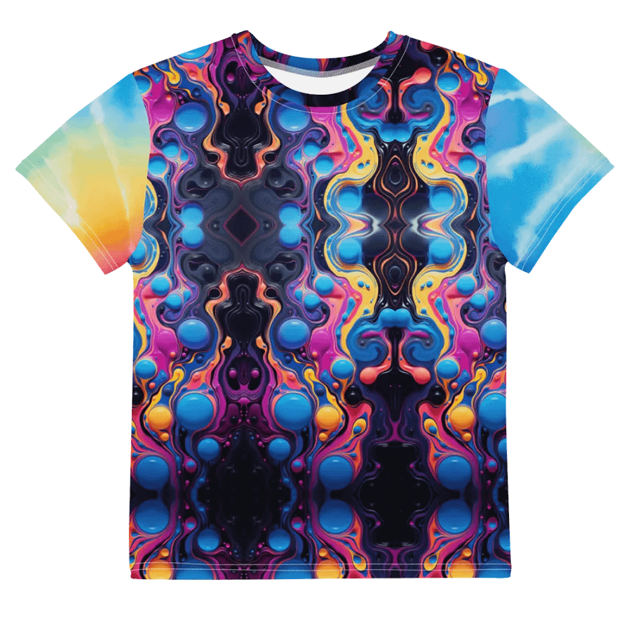 Vibrant Liquid Bubbles Tie Dye Youth T-Shirt product image (10)