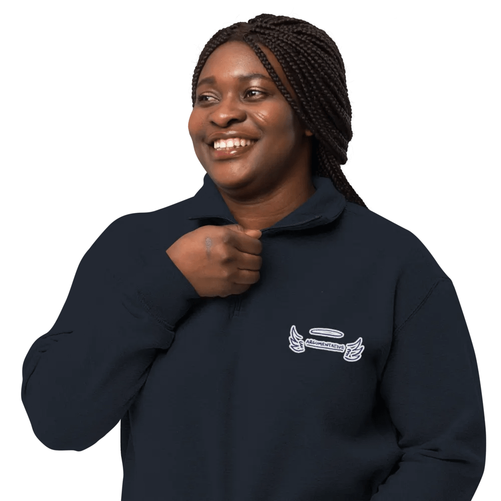 ANGELIC (navy bubble design) embroidered quarter zip product image (8)