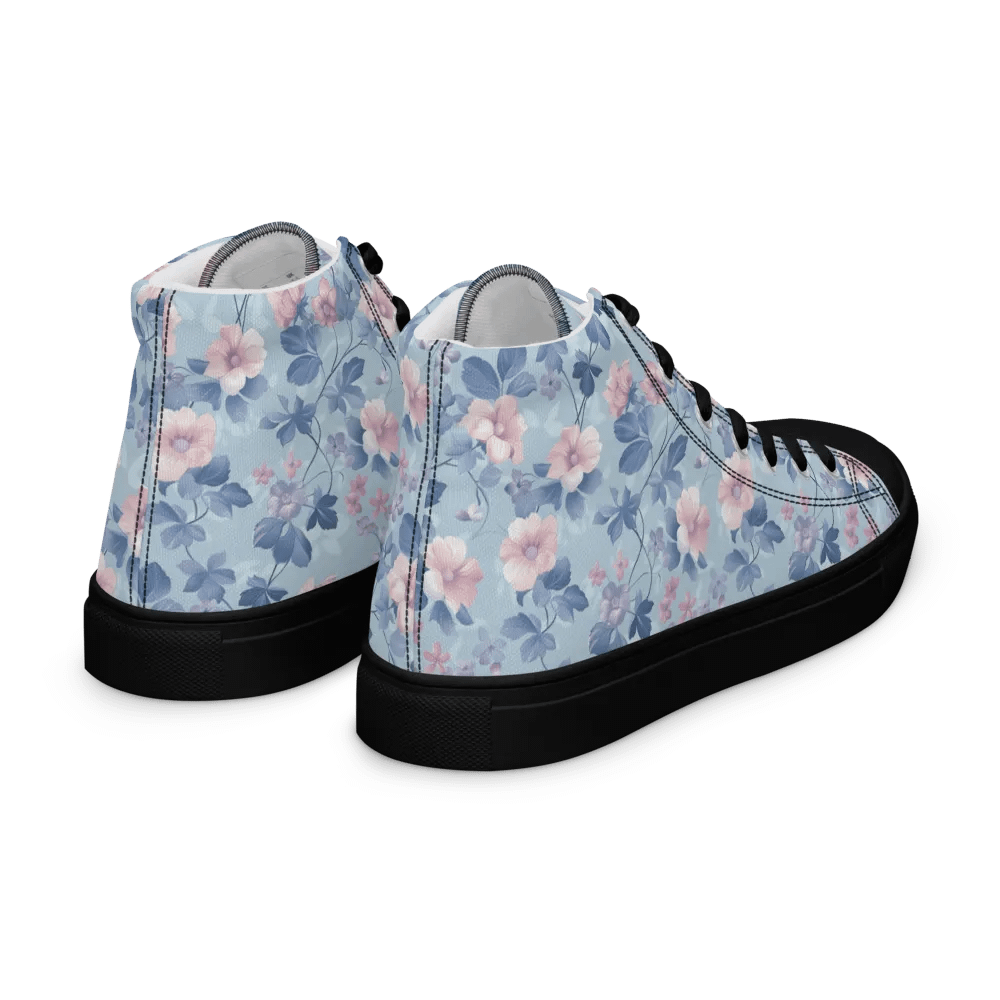 Serene Blue Blossoms High Top Canvas Sneakers product image (15)