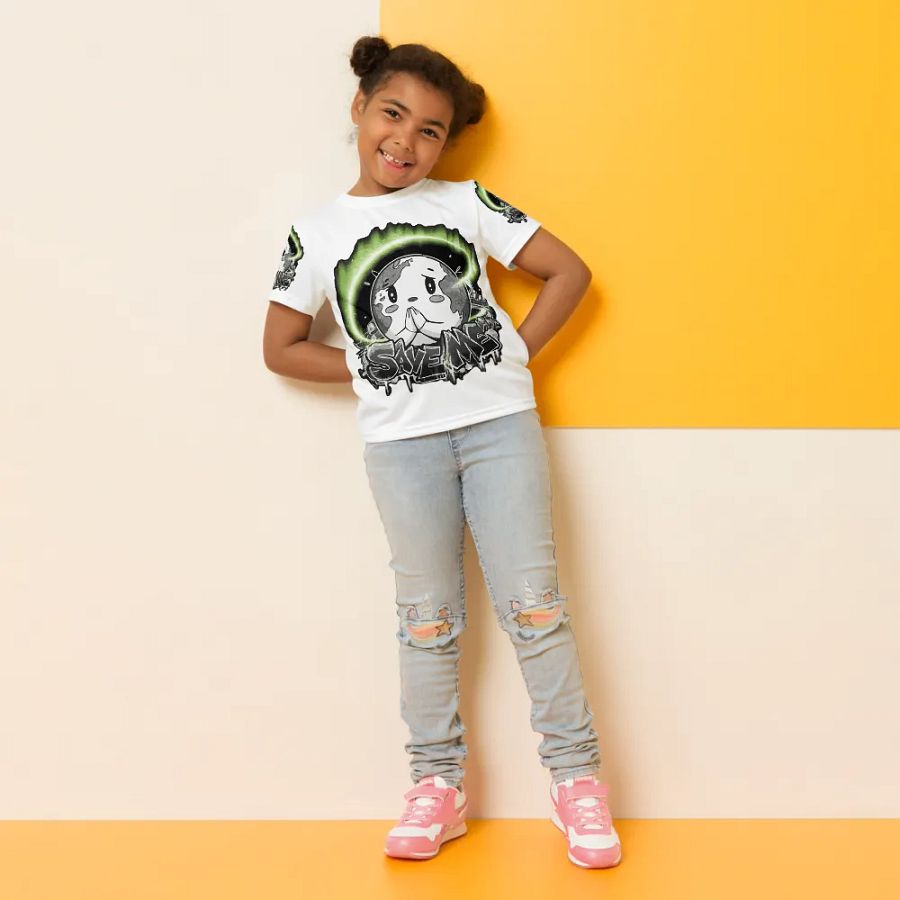 Save Me Kids Crew Neck T-Shirt | Eco-Friendly Style for Young Activists product image (3)