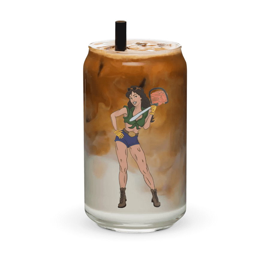Brunette Chainsaw Betty Pinup Glass product image (5)