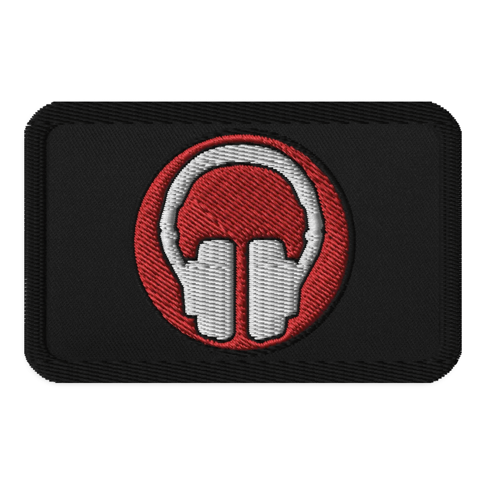 Headphones Embroidered Patch (Rectangle) product image (1)