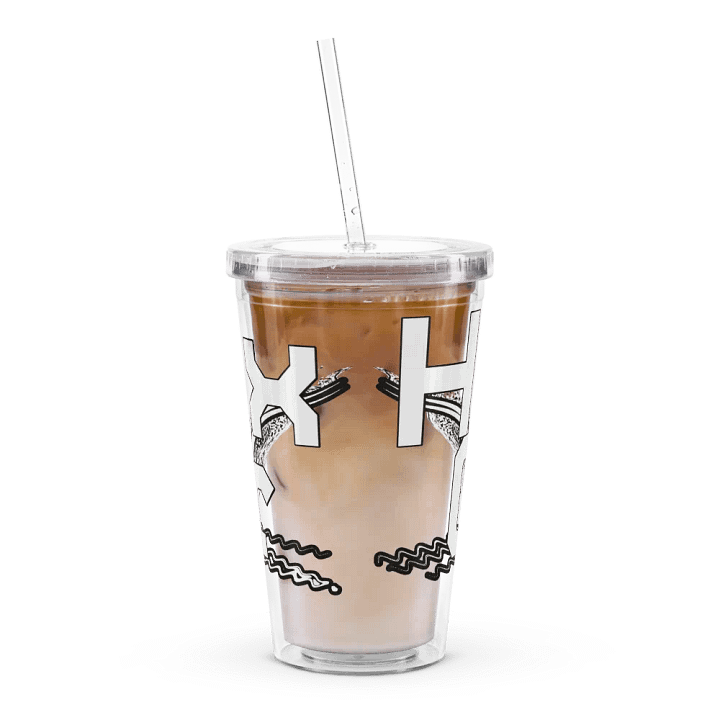 Double Wall Clear Plastic Tumbler (16 oz) - White HApex Gear White Logo product image (2)