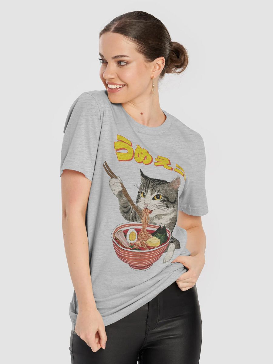 Butter Ramen Eating Cat Japanese Style ukiyo-e Unisex Bella Canvas 3001 T-shirt product image (55)