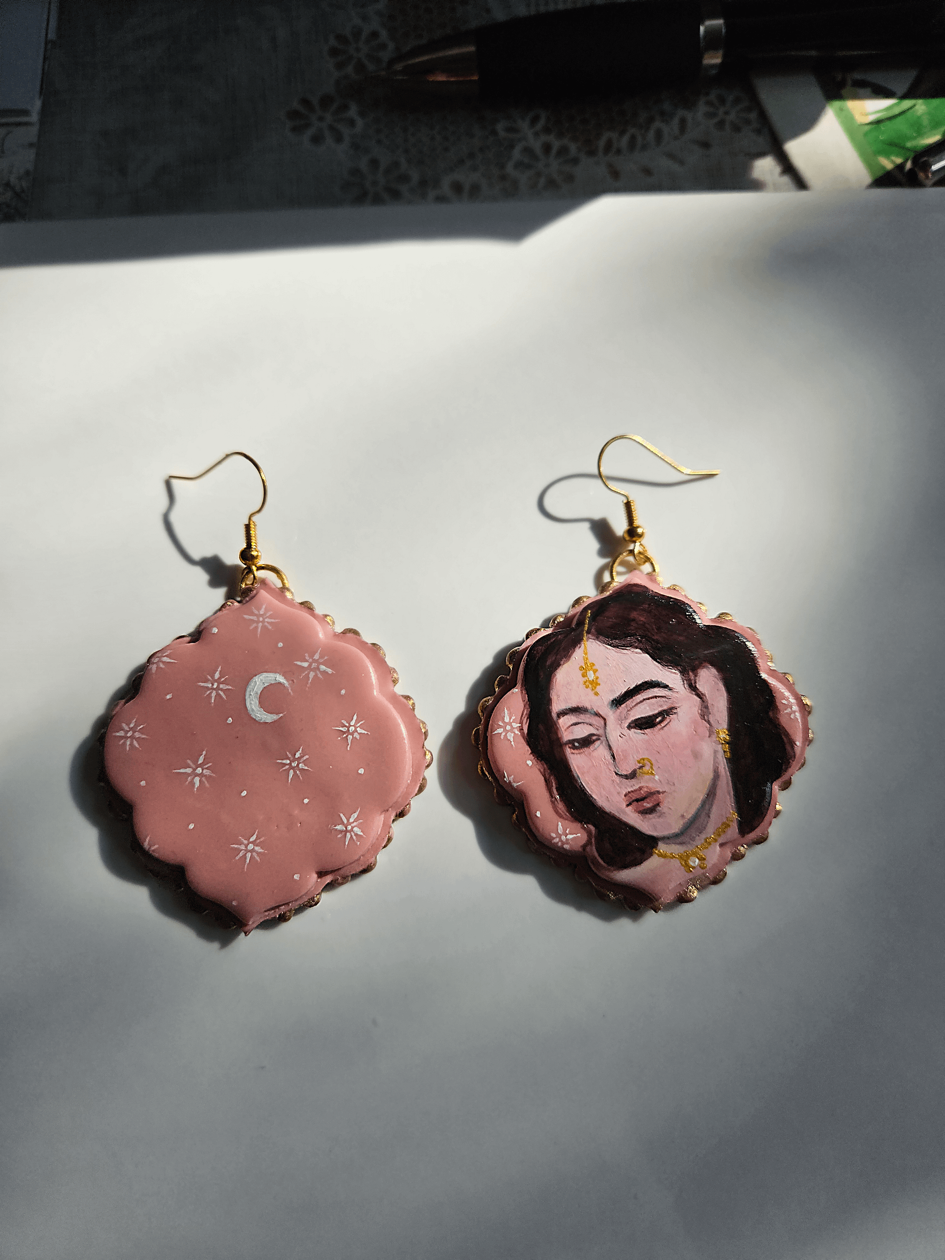 Pink Hand Painted Earrings product image (1)