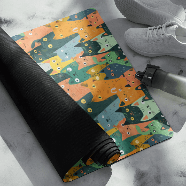 Cartoon Cats Yoga Mat by Treasure Pie product image (2)