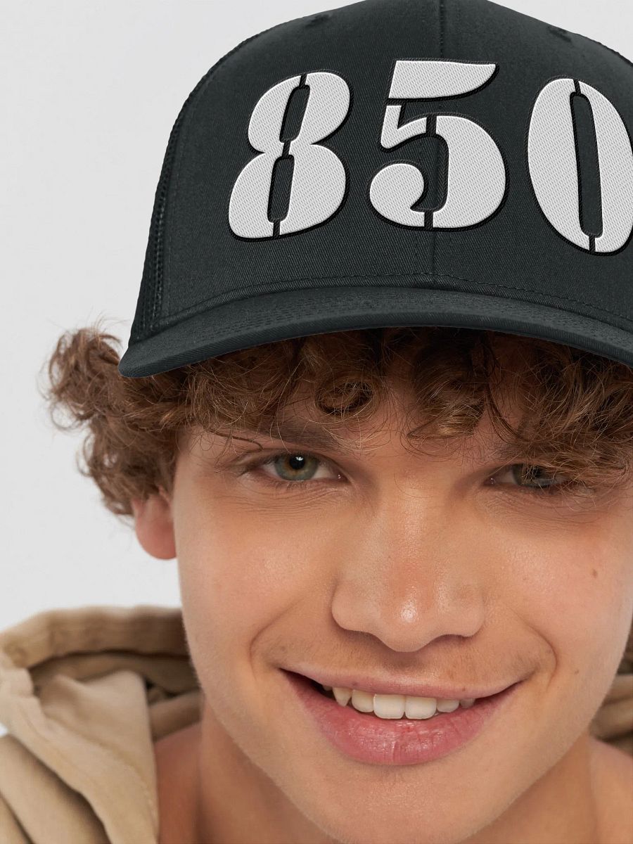 850 Destin Florida Area Code structured Trucker Snapback Hat product image (45)