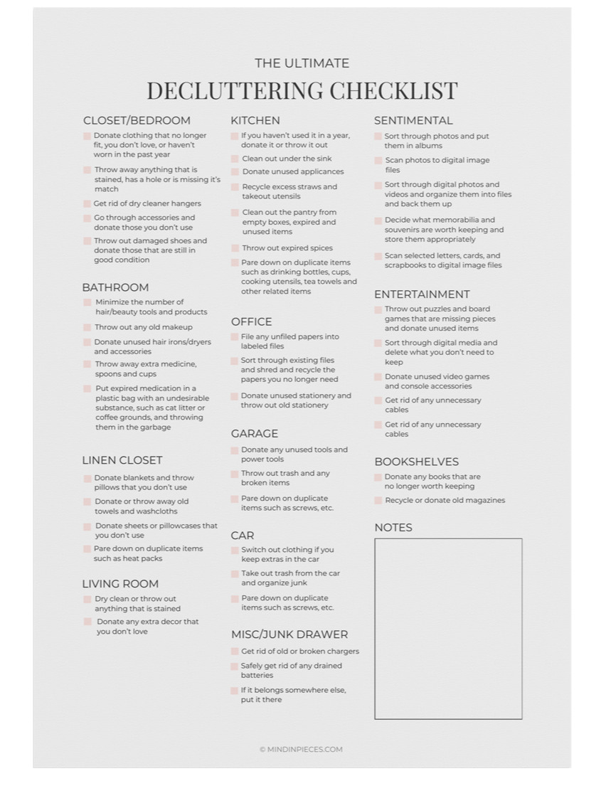 FREE Ultimate Decluttering Checklist Printable Digital Download product image (2)