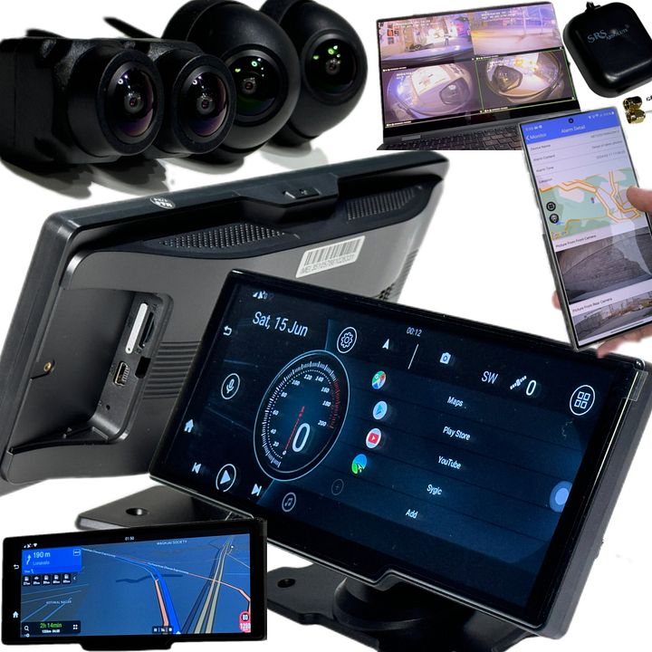 SRS ABSOLUTE 4CH 4G Smart 360° Dash Cam| Android| ADAS DMS| 24x7 Remote Audio/Video/GPS Monitor/Call/SOS| BT WIFI HotSpot|Motion/G-Sensor| Maps-Apps-PlayStore MicroSD Support|Steering Control|Rev Park product image (2)