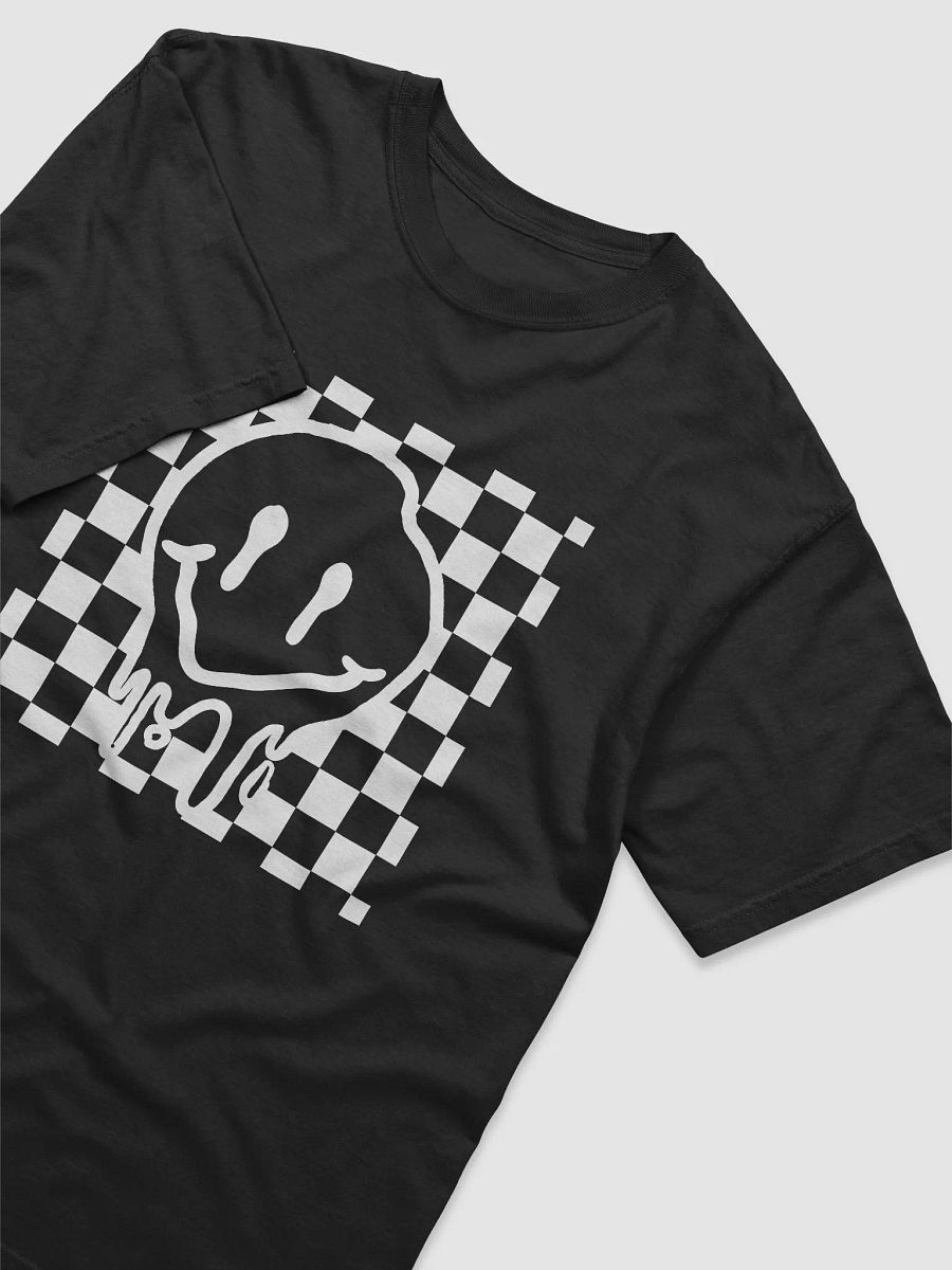 Melting Smiling Face on a Checkerboard | Funny Retro-Style Trendy Smiling Face T-Shirt | Western and Rock Unisex Tee product image (3)